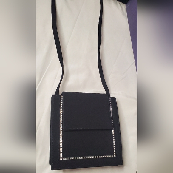 NWT STUART WEITZMAN-Small-black Fabric bag -magnetic snap crossbody evening bag - Picture 5 of 13